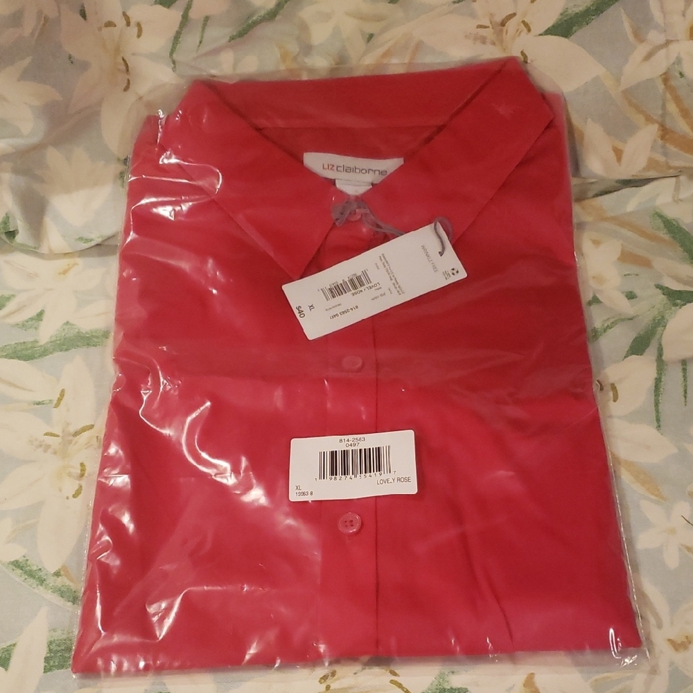 Liz Claiborne women's Rose red Button Down Shirt XL